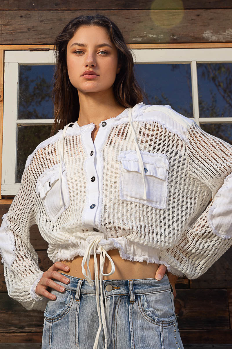 Friday Night See Through Button Down Hoodie (2 Options)