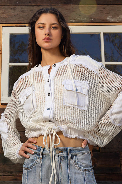 Friday Night See Through Button Down Hoodie (2 Options)