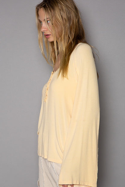 Round Neck Long Sleeve Vintage Wash Top (3 Options)