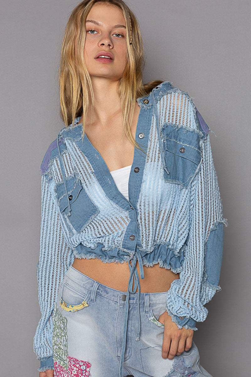 Friday Night See Through Button Down Hoodie (2 Options)