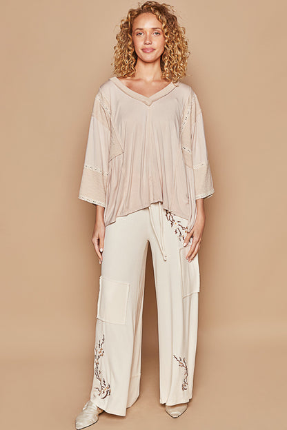 V-Neck Half Sleeve Relaxed Jersey Top (3 Options)