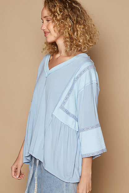 V-Neck Half Sleeve Relaxed Jersey Top (3 Options)