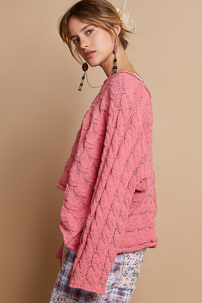 Round Neck Full Sleeve Short Sweater Top