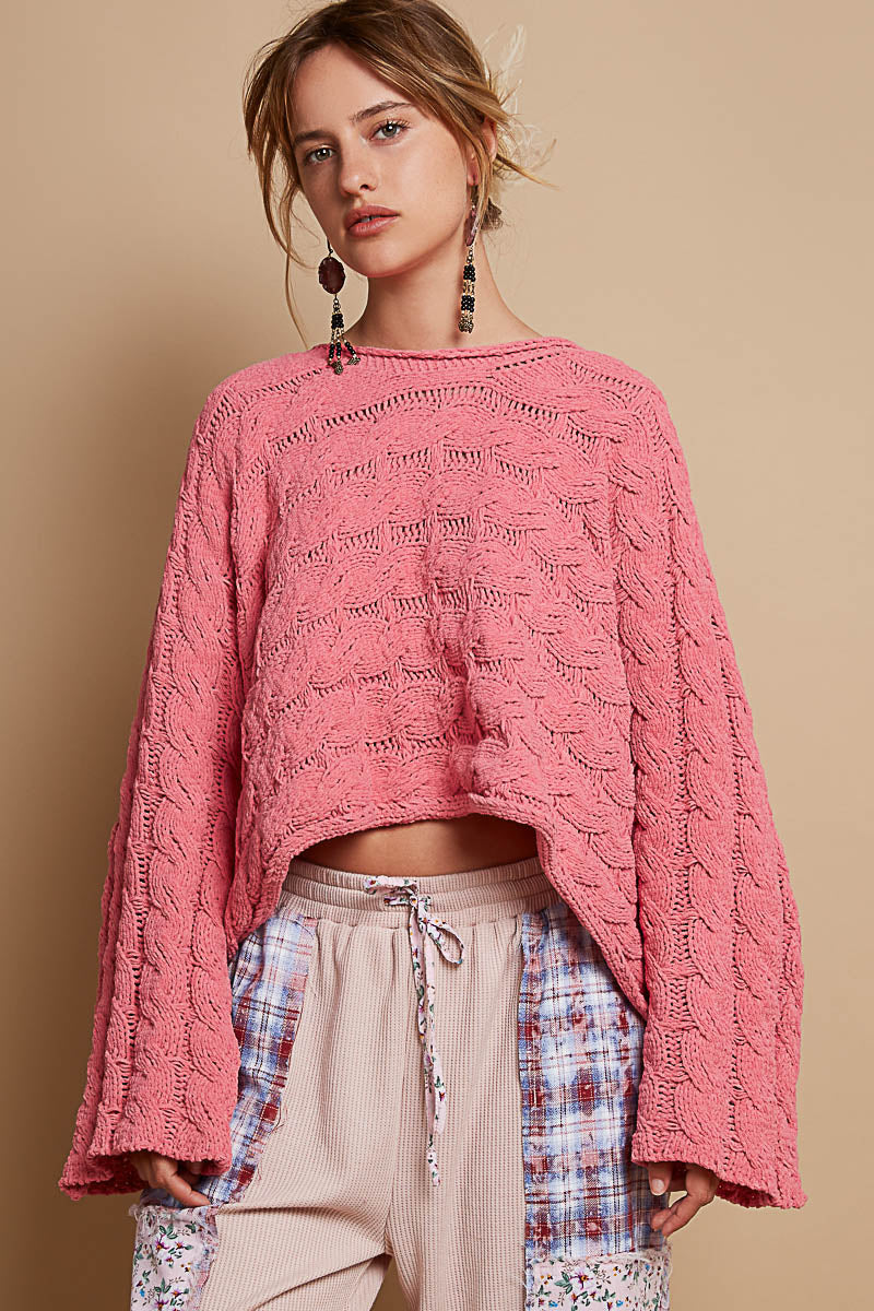 Round Neck Full Sleeve Short Sweater Top