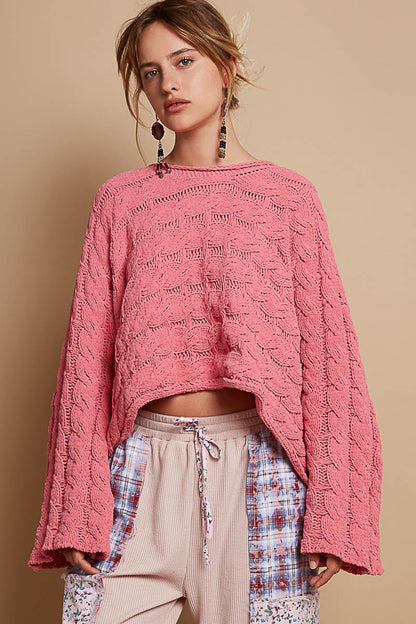 Round Neck Full Sleeve Short Sweater Top