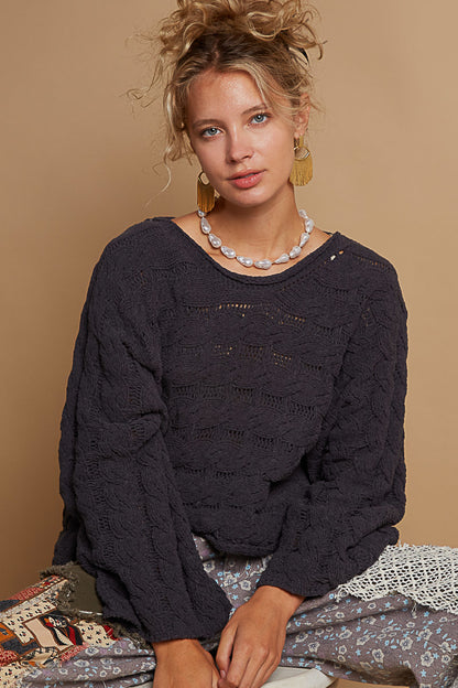 Round Neck Full Sleeve Short Sweater Top