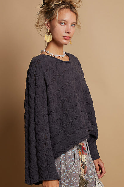 Round Neck Full Sleeve Short Sweater Top