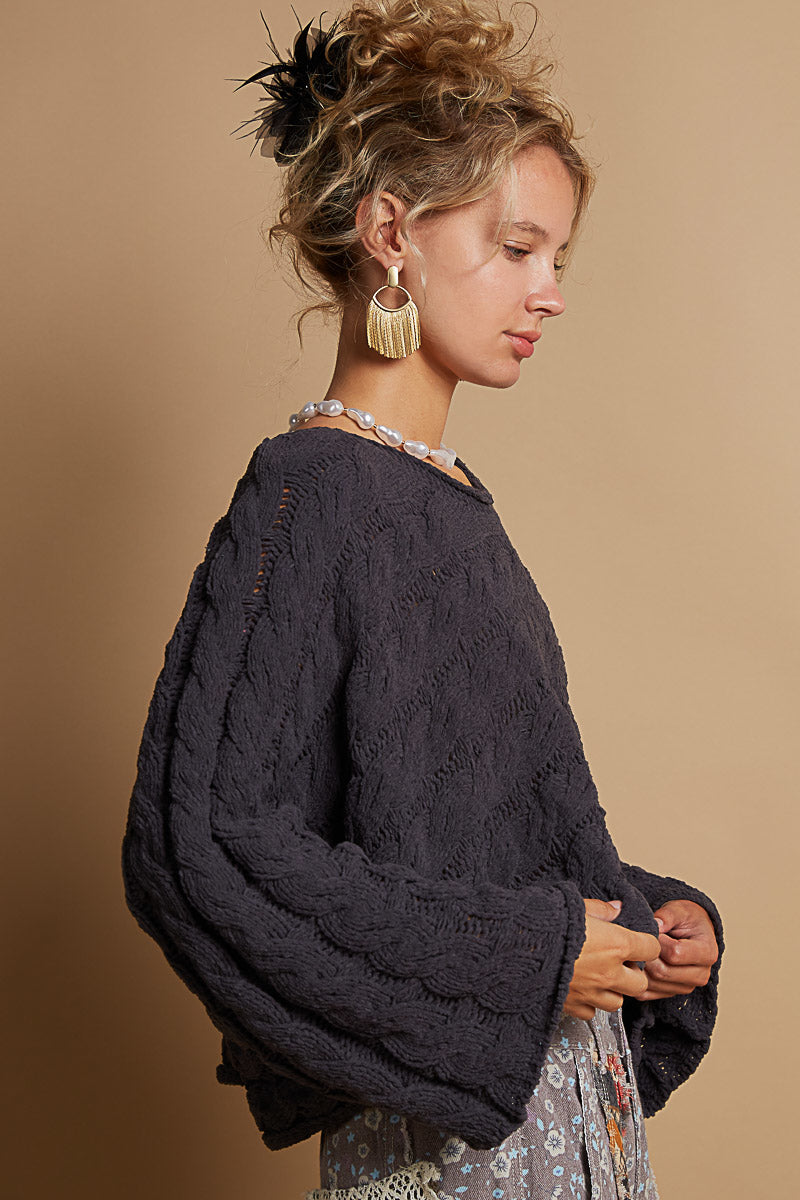 Round Neck Full Sleeve Short Sweater Top
