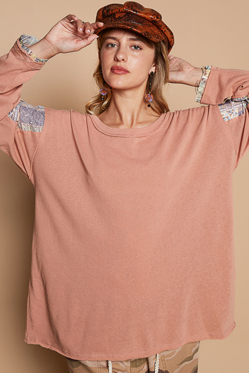 Round Neck Long Sleeve Loose Fit Top