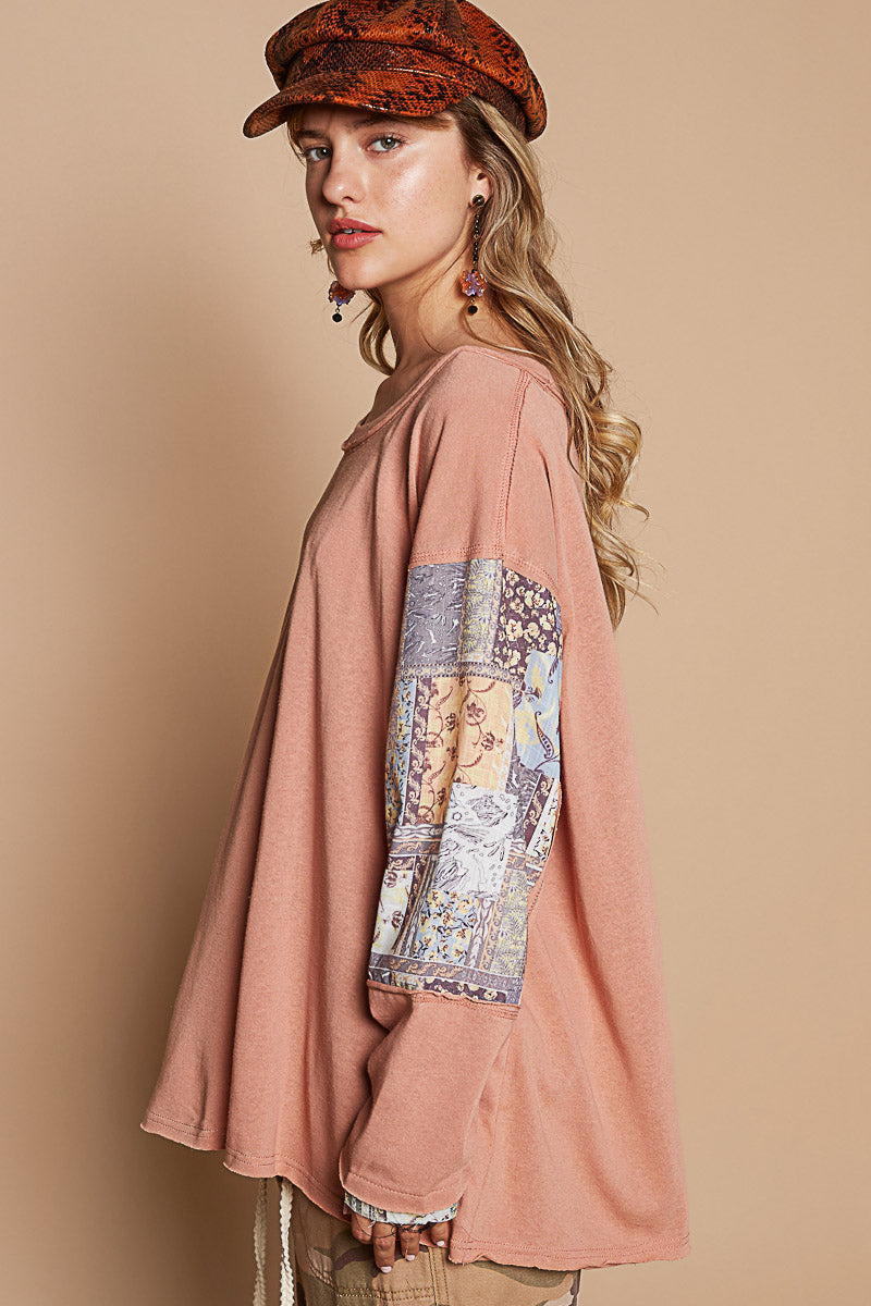 Round Neck Long Sleeve Loose Fit Top