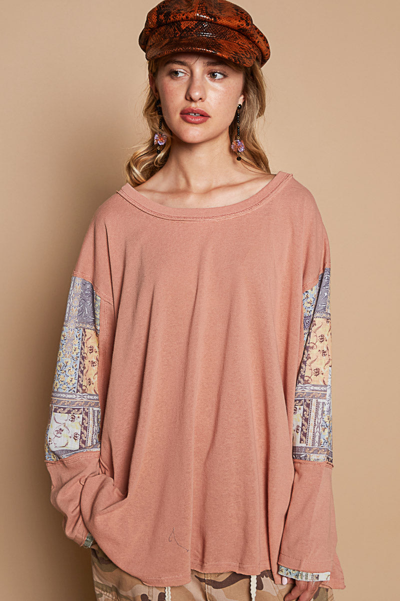 Round Neck Long Sleeve Loose Fit Top