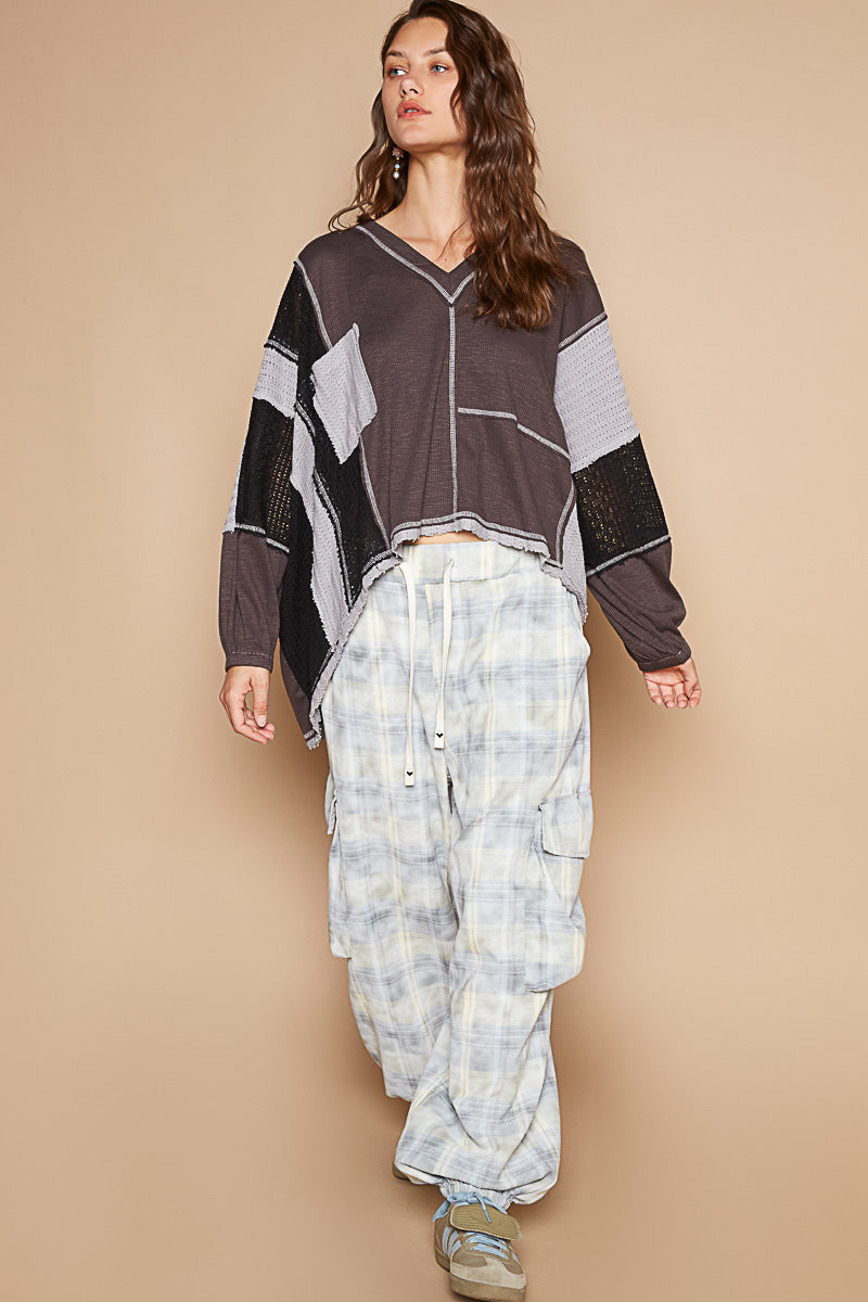V-Neck Long Sleeve Ribbed Top (2 Options)