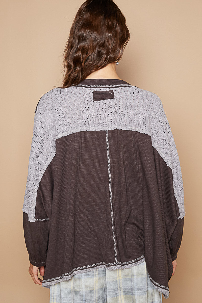 V-Neck Long Sleeve Ribbed Top (2 Options)