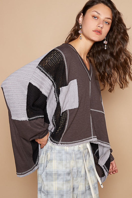V-Neck Long Sleeve Ribbed Top (2 Options)