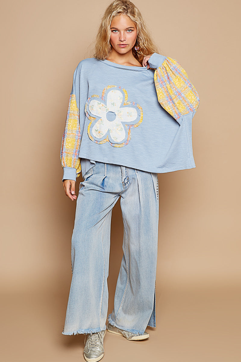 Florida Yellow Daisy Balloon Sleeve Top