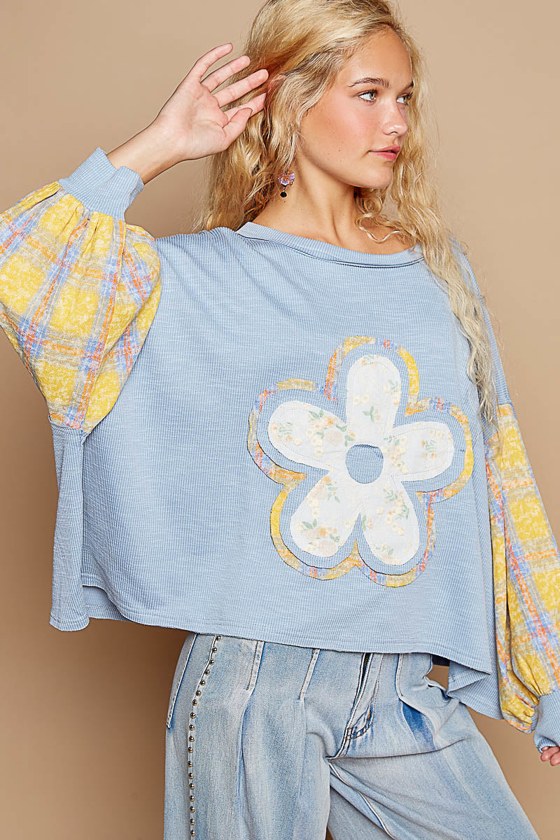 Florida Yellow Daisy Balloon Sleeve Top