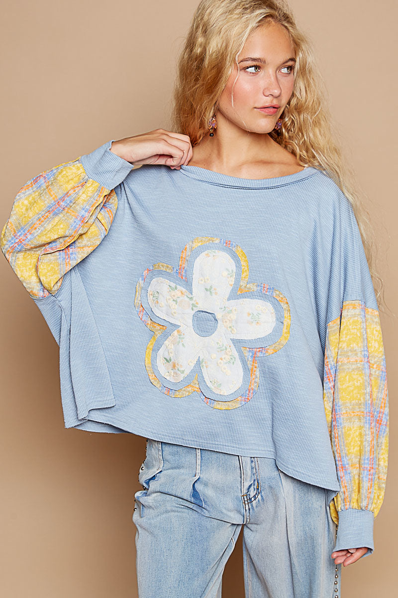 Florida Yellow Daisy Balloon Sleeve Top