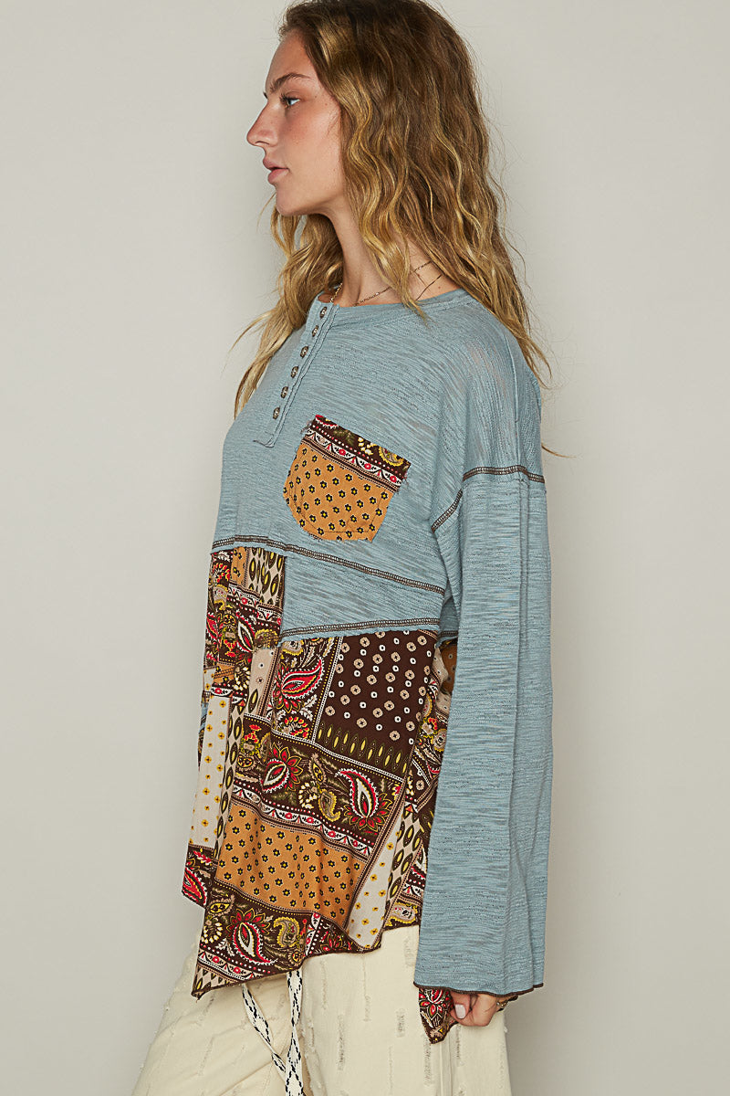 Blue Choco in the Desert Long Sleeve Top