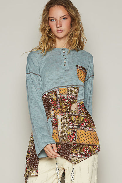 Blue Choco in the Desert Long Sleeve Top