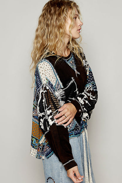 Stone Black Balloon Sleeve Top