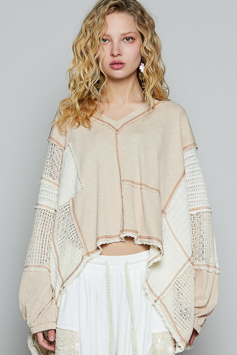V-Neck Long Sleeve Ribbed Top (2 Options)