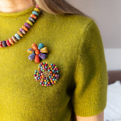 Kantha Floral Mosaic Pin