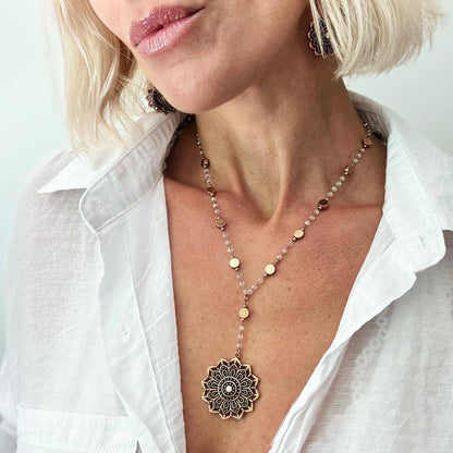 Remember Who You Are Flower Mandala Drop Choker Necklace