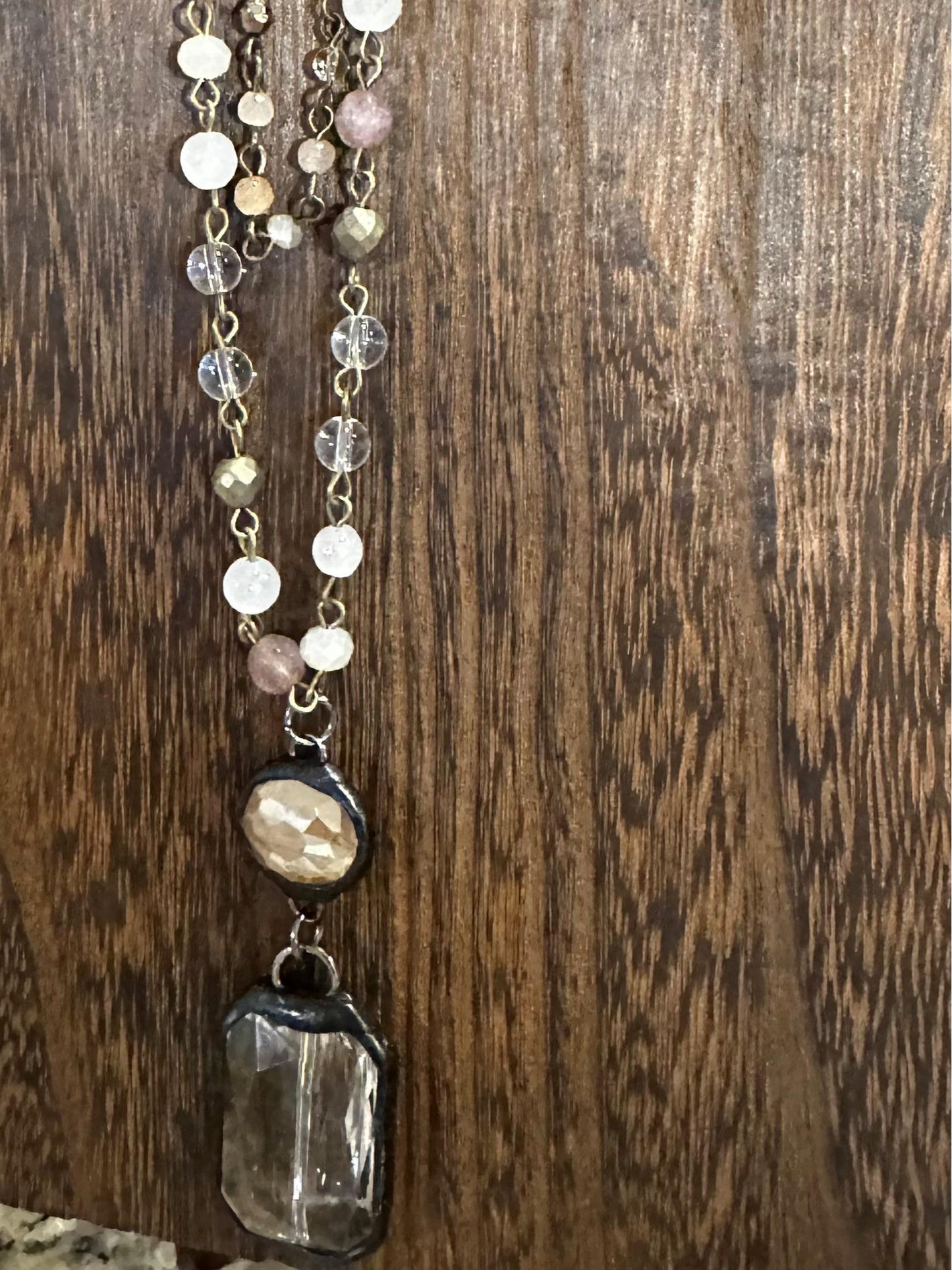 Micah Bronze Taupe Double Layer Beaded Necklace