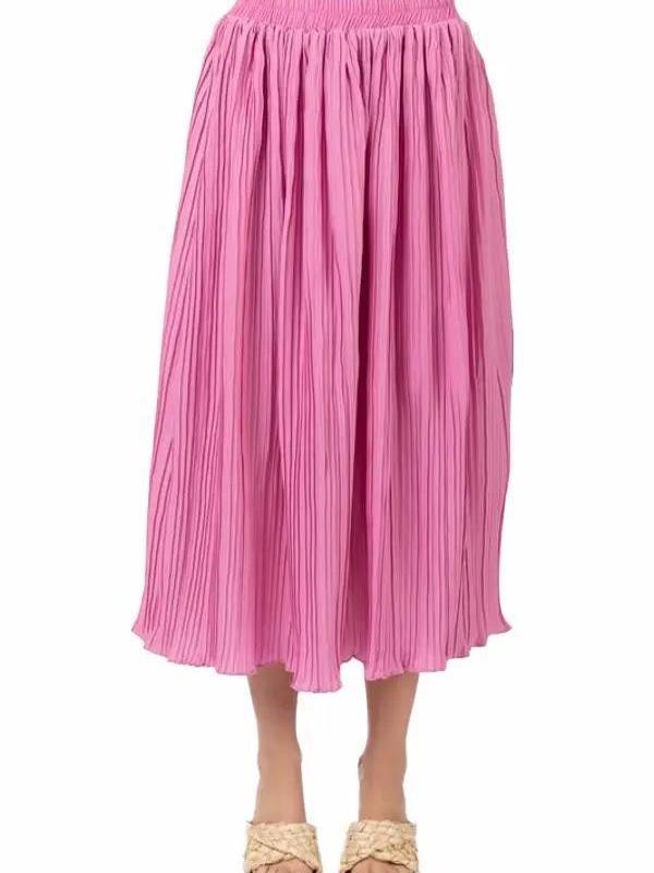 Simple Pleated Bodre A-Line Midi Skirt (2 Options)