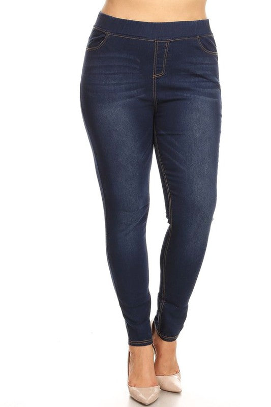 Plus size pull on denim jeggings deals