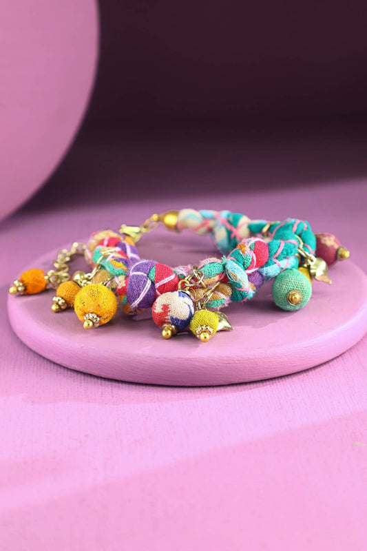 Handmade Link Bracelet with Colorful Accent Beads