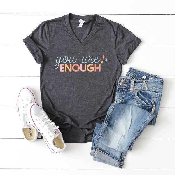 You Are Enough Stars Graphic V-Neck Tee (2 Options)