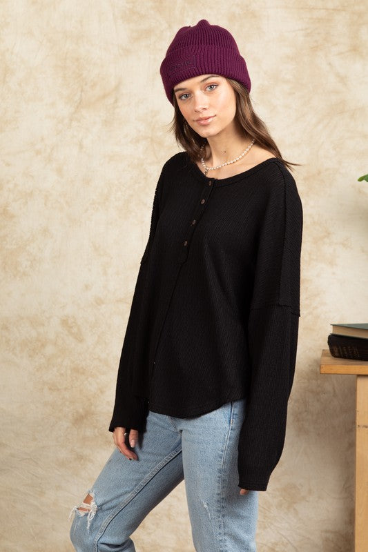 Button Down Oversized Knit Top (4 Options)