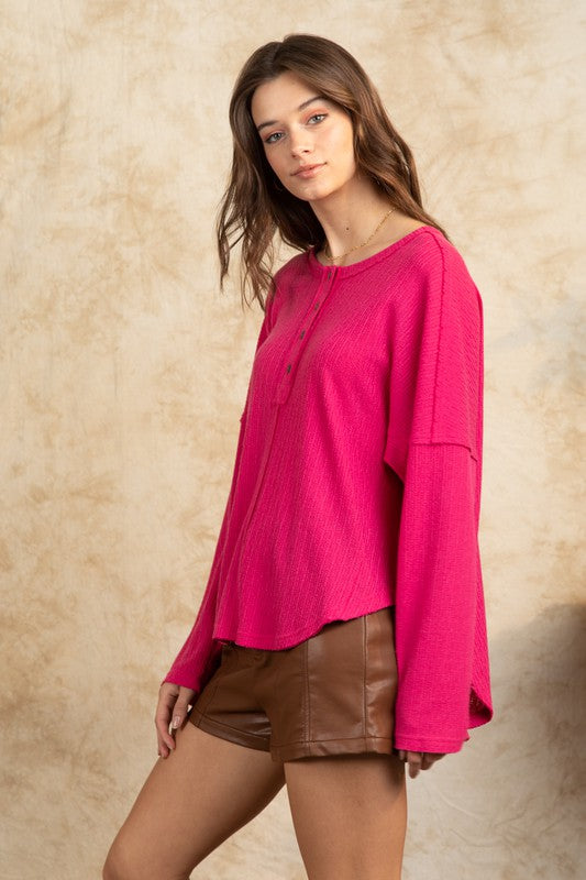 Button Down Oversized Knit Top (4 Options)