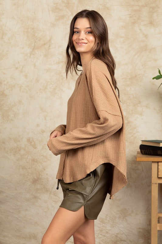 Button Down Oversized Knit Top (4 Options)