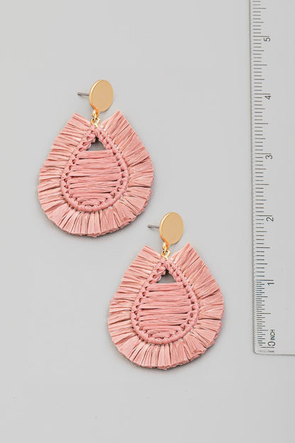 Raffia Fan Teardrop Earrings