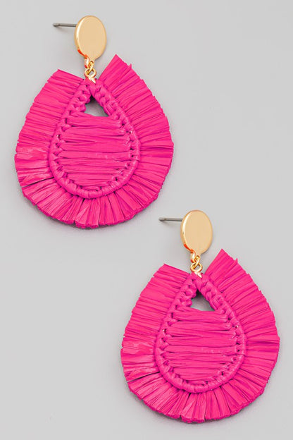Raffia Fan Teardrop Earrings
