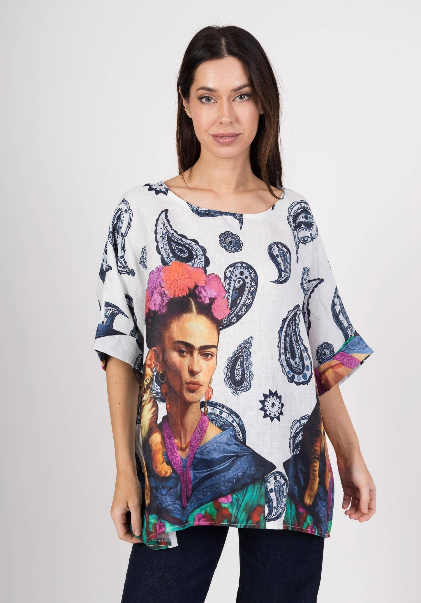 Frida Paisley Linen Top