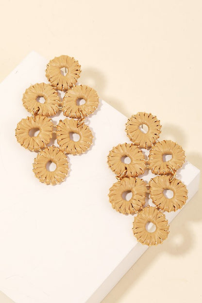 Touch of Elegance Straw Wrapped Flower Earrings