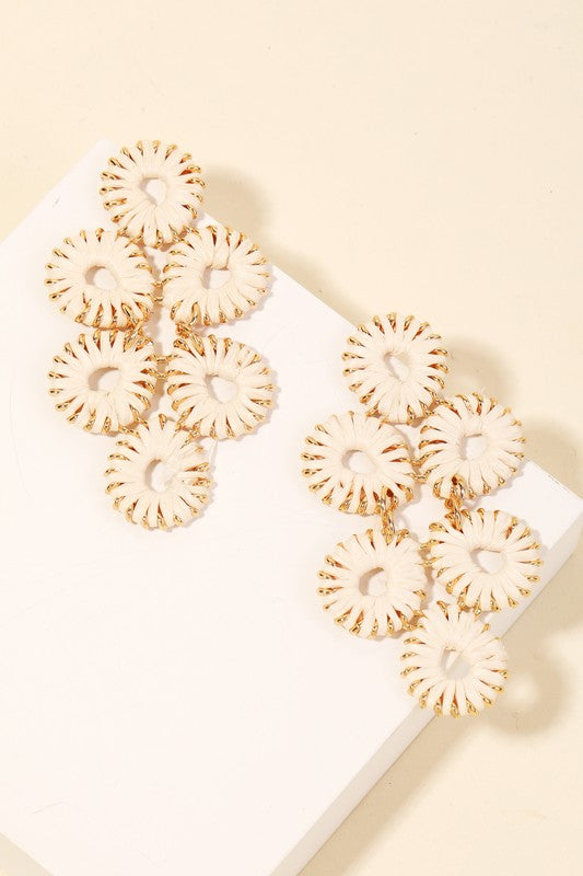 Touch of Elegance Straw Wrapped Flower Earrings
