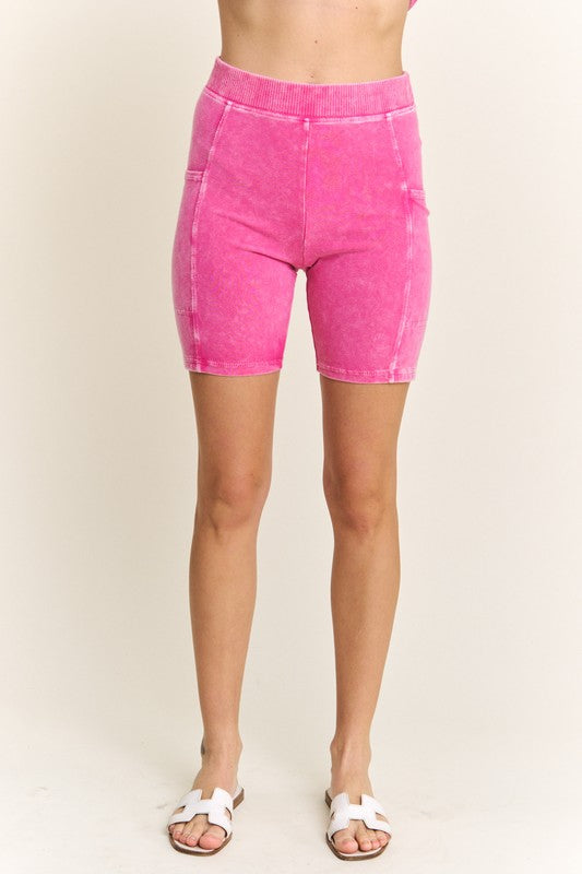 Mineral Wash Biker Shorts w Side Pockets! (3 Options)