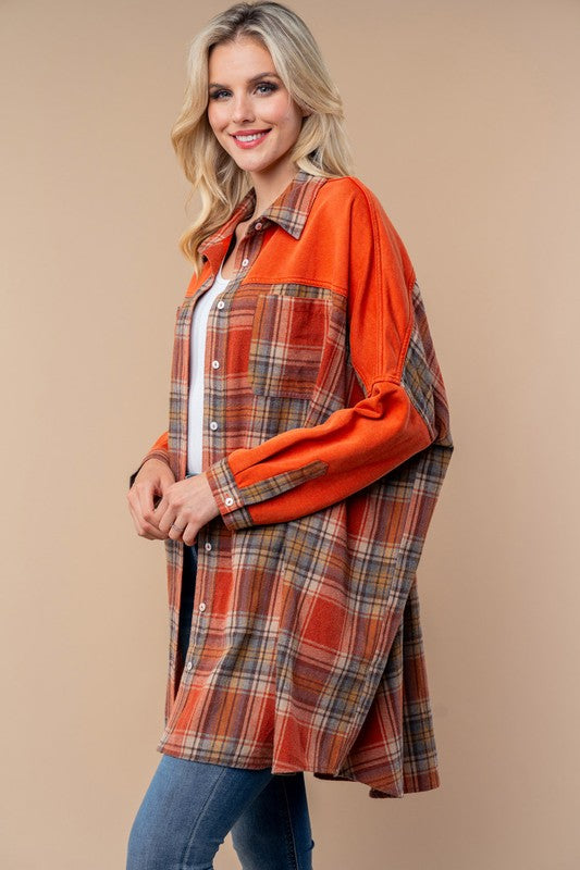 Long sleeve Plaid Knit Top