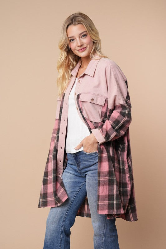 Long Sleeve Plaid Print Knit Top
