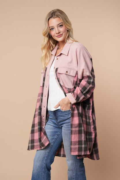 Long Sleeve Plaid Print Knit Top