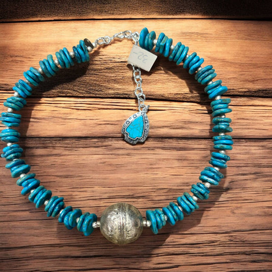 Turquoise sliced Tibetan Choker