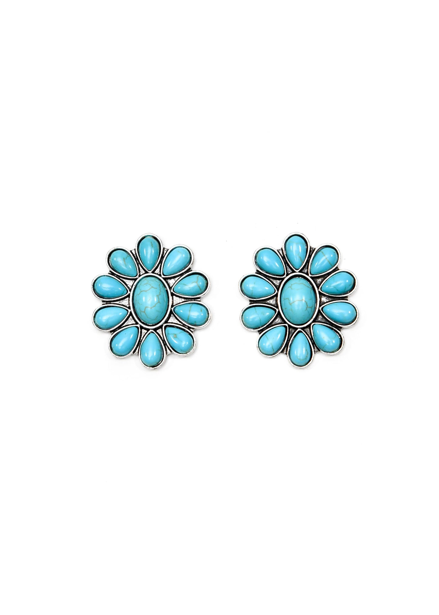 Turquoise Flower Cluster Post Earrings