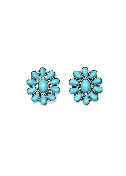 Turquoise Flower Cluster Post Earrings