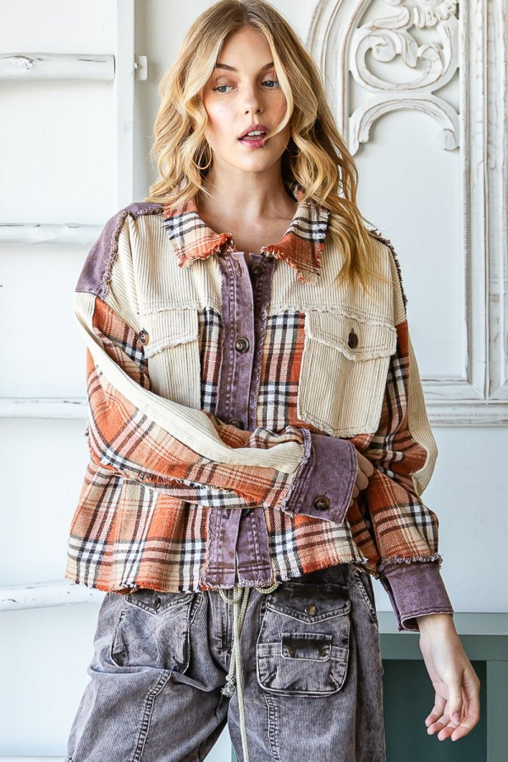 Plaid Button Front Shirt