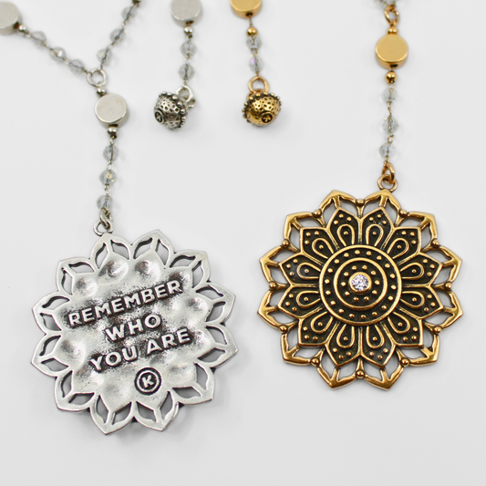 Remember Who You Are Flower Mandala Drop Choker Necklace