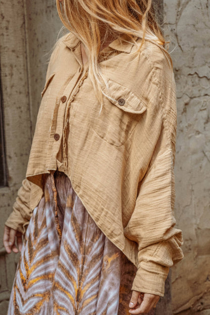 Beachy Boho Bamboo Cropped Shacket